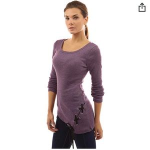 Purple long sleeve lace up top